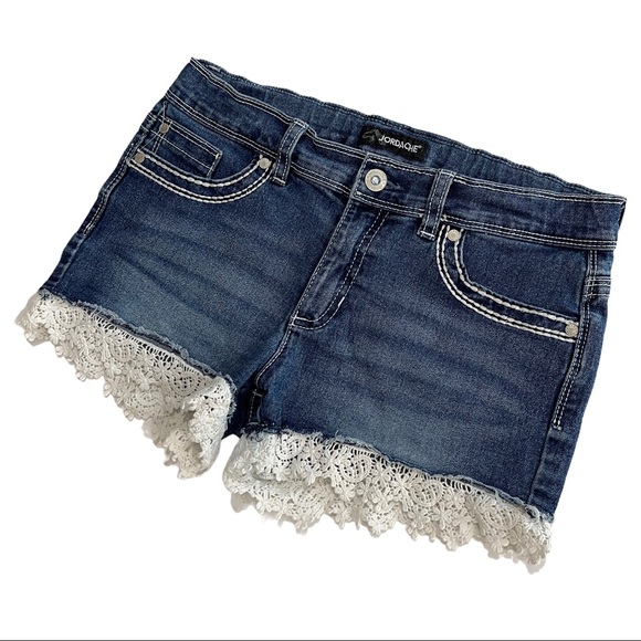 NWOT Girls Jordache Crochet Trim Denim Jean Shorts - Picture 11 of 16